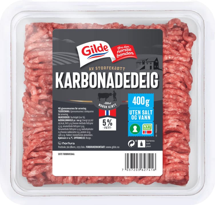 Karbonadedeig 5% u/Salt&Vann 400g Gilde 400 g