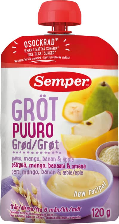 Grøt Frukt 6mnd 120g Semper 120 g
