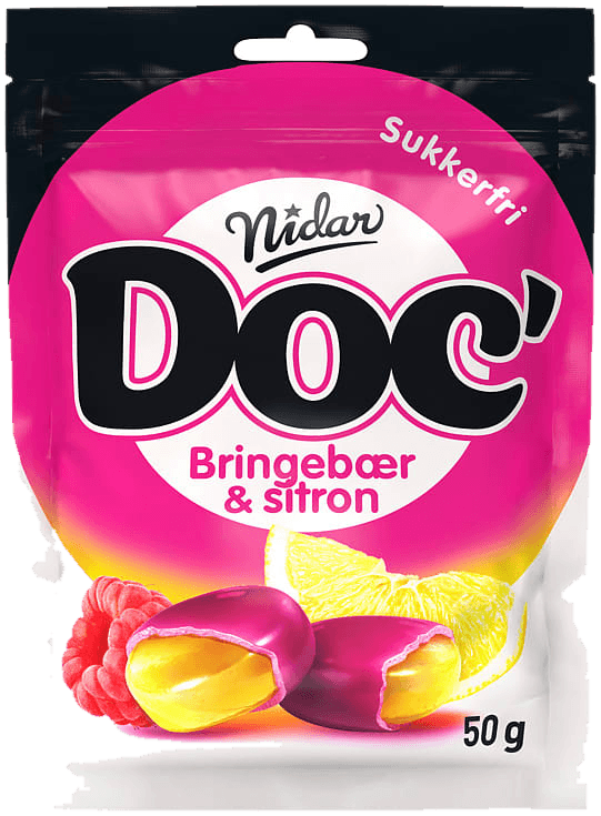 Doc Bringebær&Sitron 50g