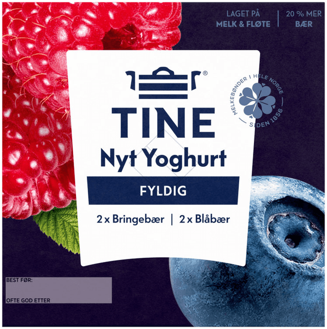 Yoghurt Nyt Blåbær/Bringebær 4x125g Tine