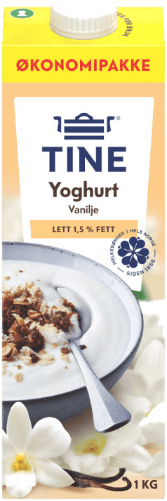 Yoghurt Vanilje Lett 1,5% 1kg Tine