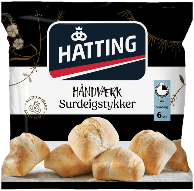 Surdeigstykke 6stk 402g Hatting