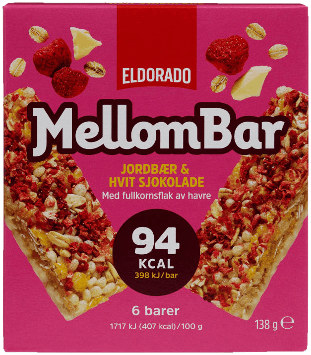 Mellombar Jordbær Hvit Sjokolade 138g Eldorado