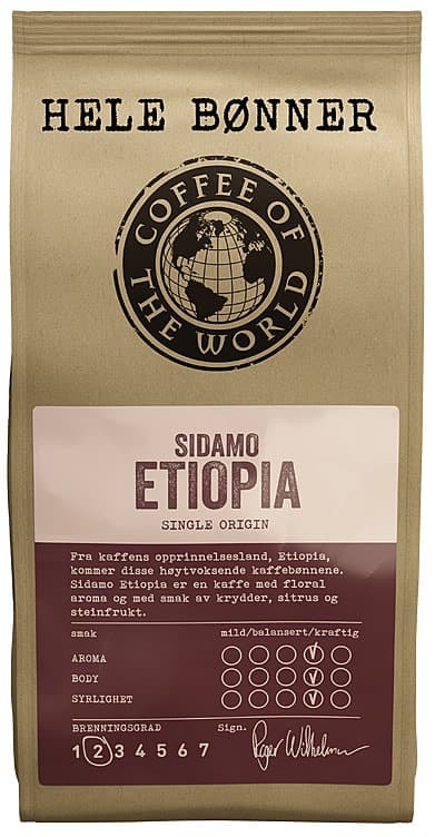 Sidamo Etiopia Hele Bønner 340g Cotw