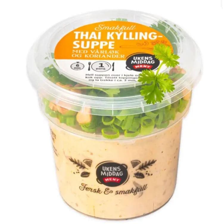 Thai kyllingsuppe 4dl + fersk topping