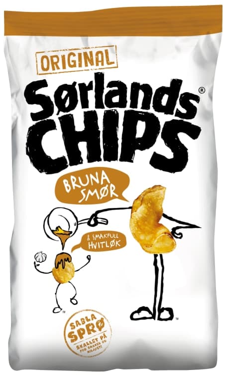 Sørlandschips Brunet Smør&Hvitløk 180g