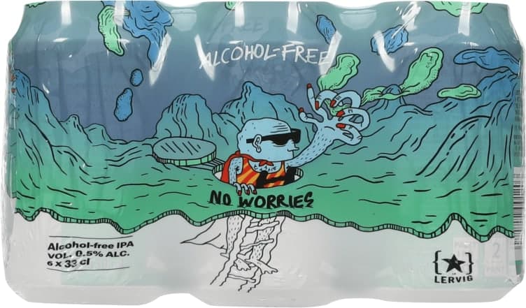 No Worries Alkoholfri Pale Ale IPA 6x330ml Lervig boks 1980 ml