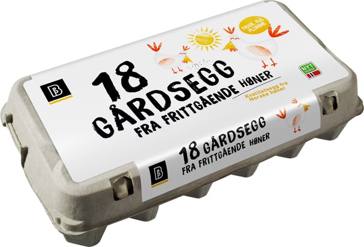 Gårdsegg Fra Frittgående Høner 18pk Bama 18 stk