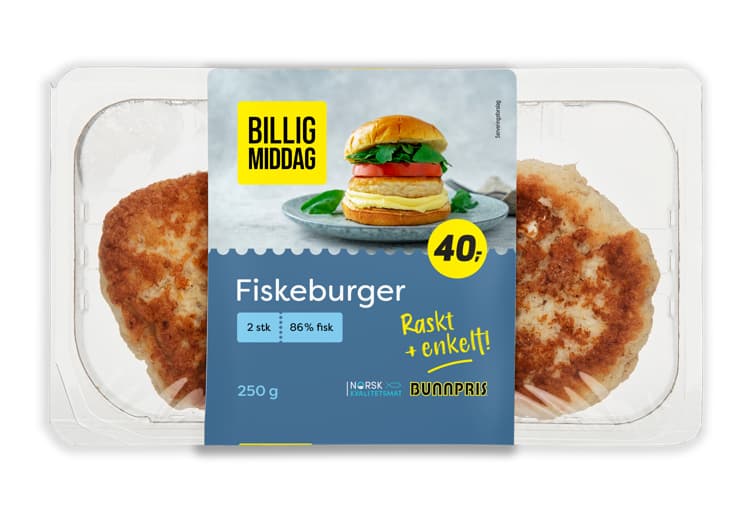 Fiskeburger 86% Fisk 250g Bunnpris