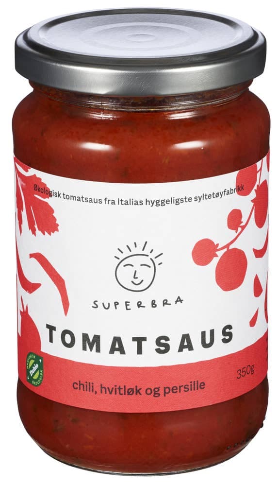 Tomatsaus Chili, hvitløk og persille, 350 g