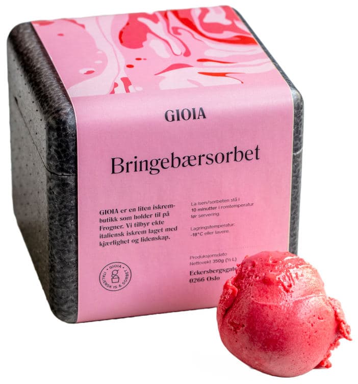 Bringebærsorbet 500ml Gioia