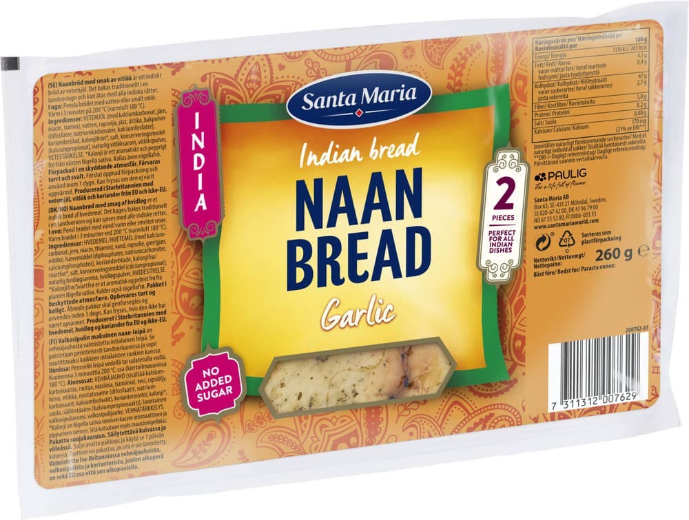 Naan Bread Garlic 260 g