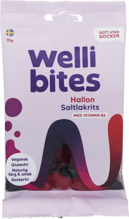 Wellbites Bringebær&Lakris 70g Wellibites