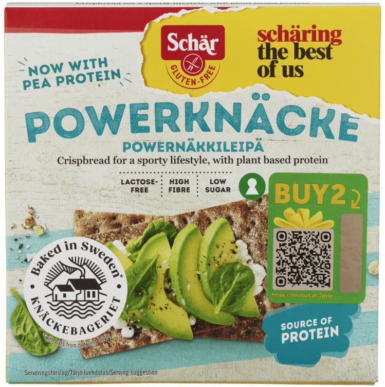 Powerknekkebrød Glutenfri med Erteprotein 225g Schär