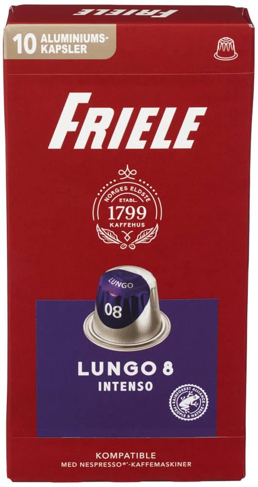 Friele Lungo Intenso Styrke 8 Kaffekapsler 10stk