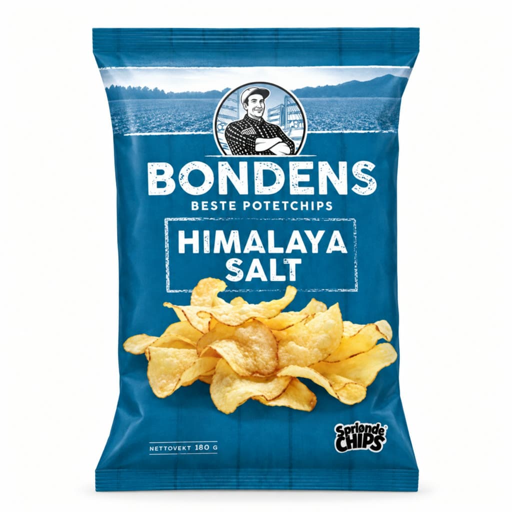 Bondens Beste Potetchips Himalayasalt 180g Sørlandschips