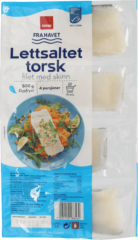 Coop Lettsaltet Torsk 4x125g 500 g
