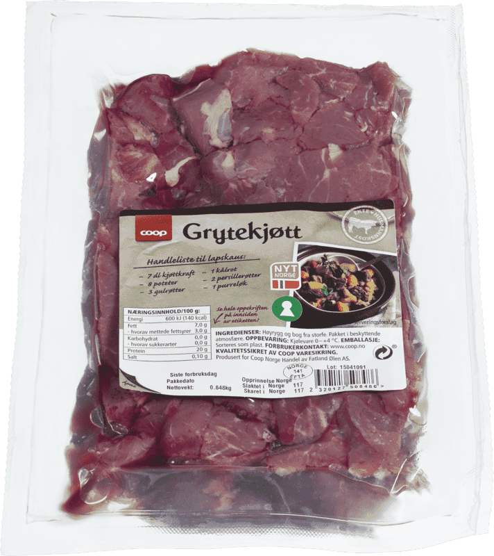 Husmann Grytekjøtt av Storfe ca 1kg Coop