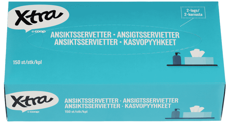 X-tra Ansiktservietter 150stk