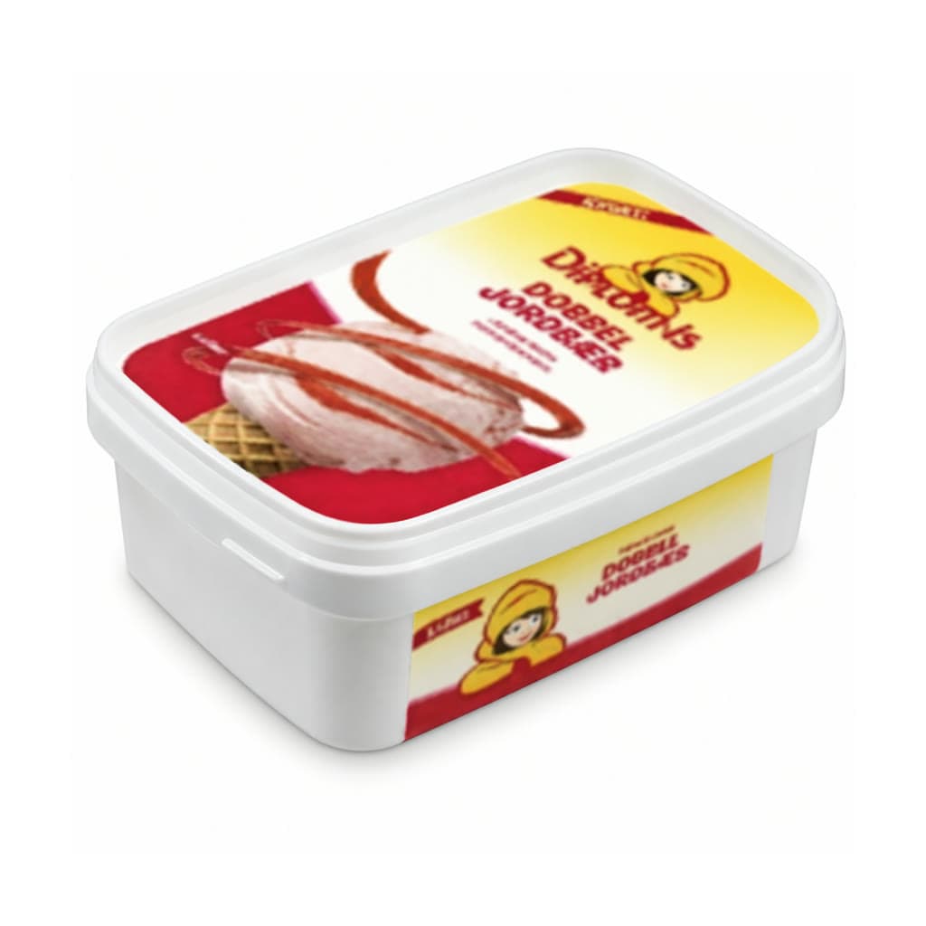 Dobbel Jordbær Is 1L Diplom-is