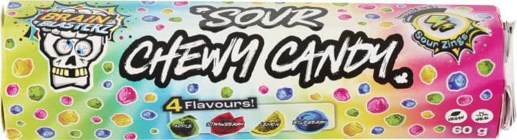 Sour Chewy Candy Blandet Frukt 60g Brain Blasterz