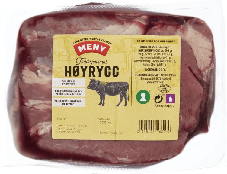 Storfe Høyrygg i Bit Ca650g Meny