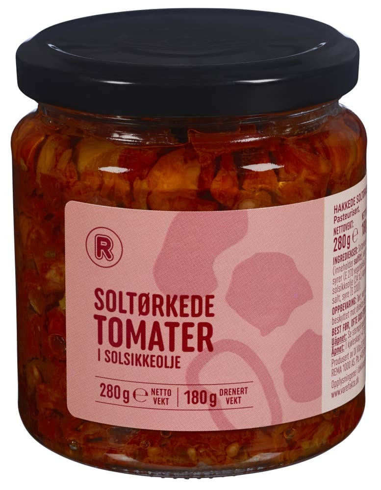 Soltørkede Tomater i Solsikkeolje 280g Rema 1000