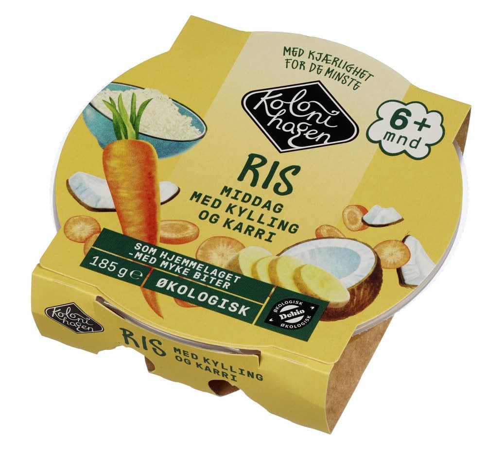 Ris med Kylling og Karri Fra 6 mnd, Økologisk 185g Kolonihagen
