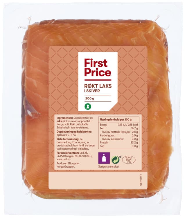Laks Røkt skivet 200g First Price
