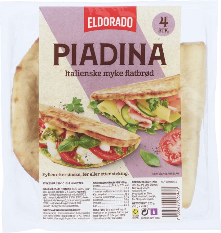 Piadina 4stk 220g Eldorado