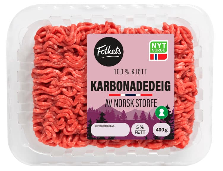 Karbonadedeig 5% u/Salt og Vann 400g Folkets 400 g