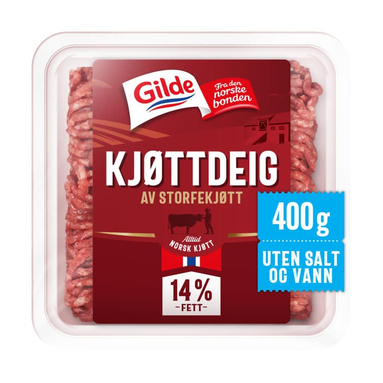 Kjøttdeig Storfe 14% u/Salt&Vann 400g Gilde 400 g