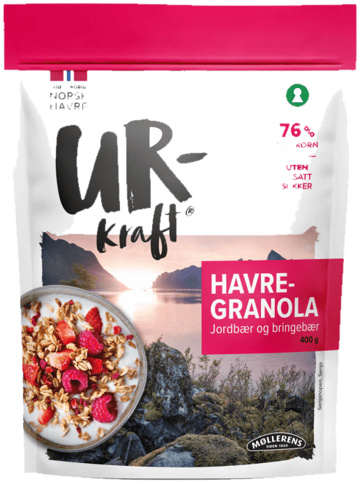 Havregranola Jordbær&Bringebær 400g Urkraft
