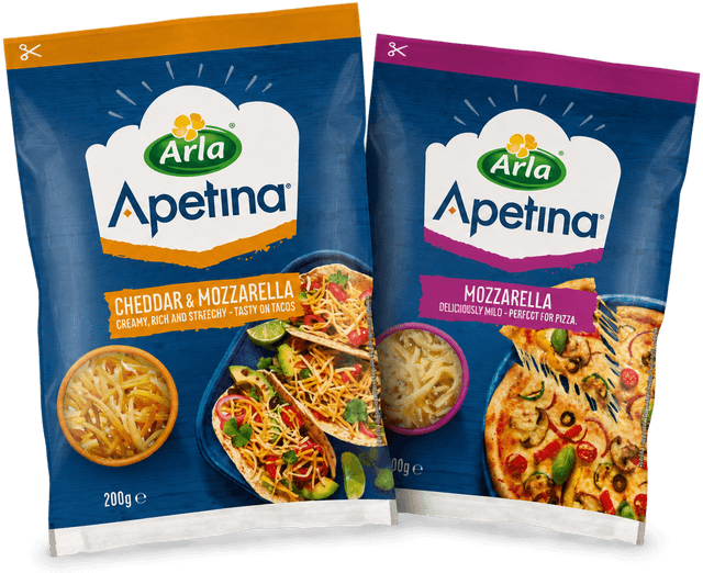Cheddar & mozzarella og mozzarella revet