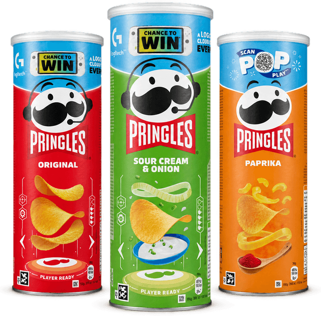 Pringles original, sourcream & onion og paprika