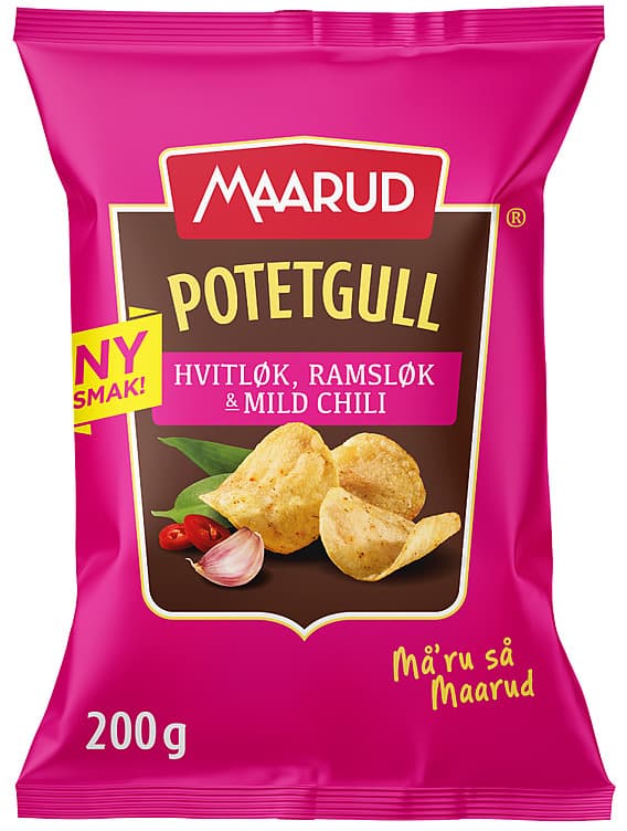 Potetgull Hvitløk, Ramsløk, Chili 200g Maarud