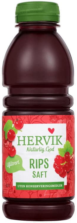 Ripssaft Ufiltrert 500ml Hervik flaske