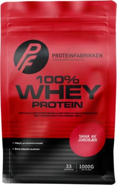 100% Whey Protein Jordbærsmak, 1 kg