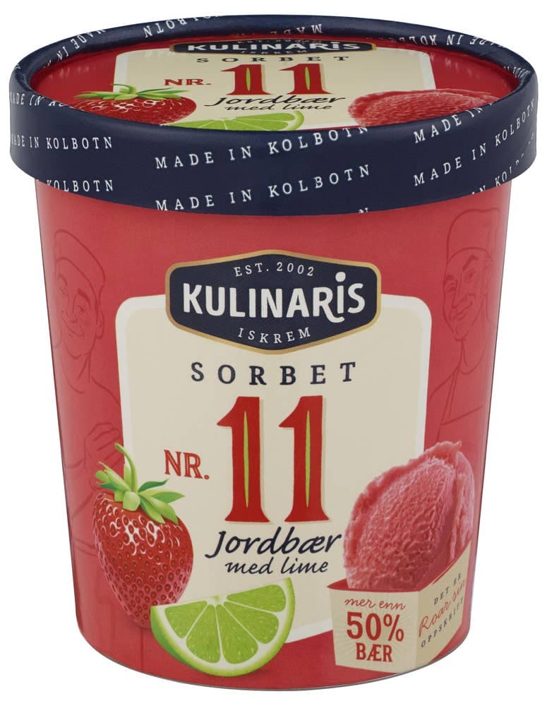 Nr. 11 Jordbærsorbet 500ml Kulinaris