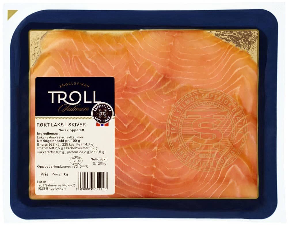 Røkt Laks i Skiver 120g Troll