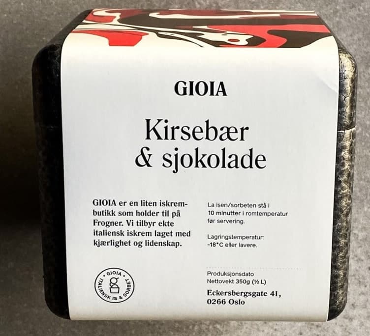 Kirsebær&Sjokolade Iskrem 500ml Gioia