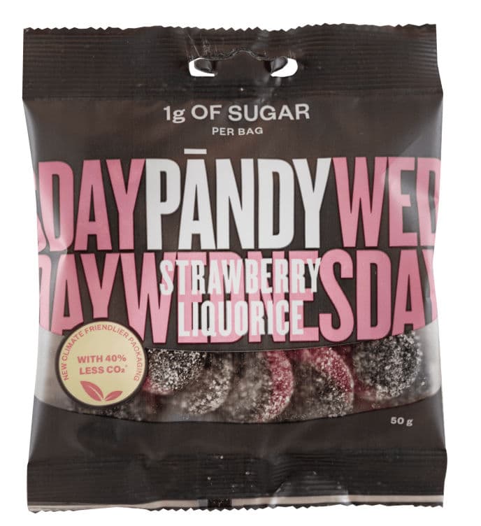 Candy Strawberry &Liquorice uten Sukker 50g Pändy