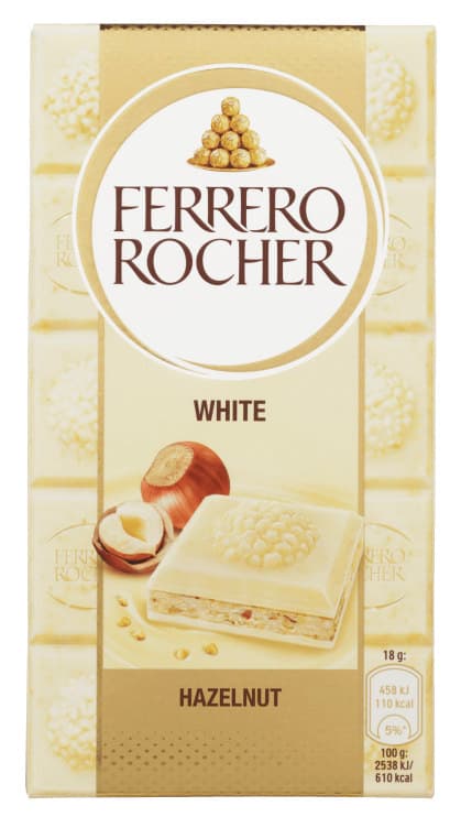 Ferrero Rocher Tablet Hvit Sjokolade Hasselnøtt 90g