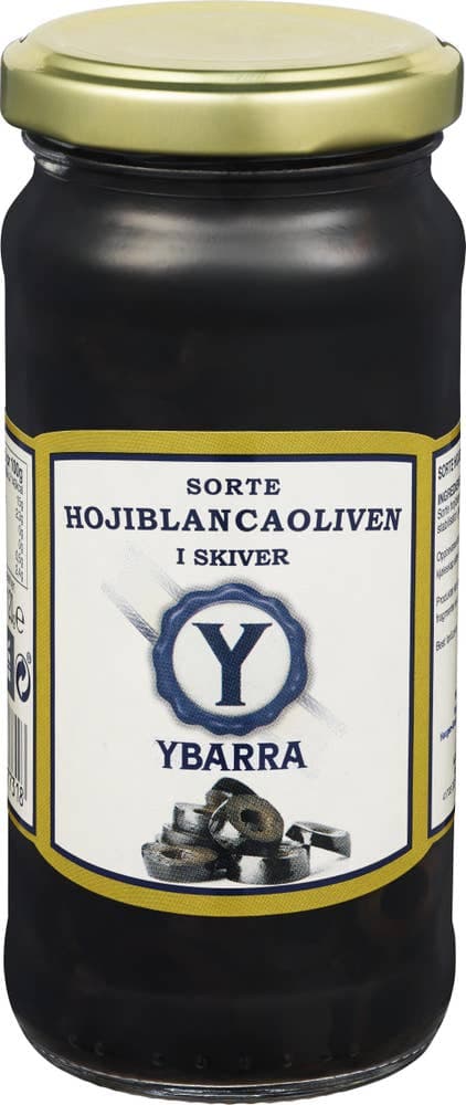 Sorte Hojiblancaoliven i Skiver 230g Ybarra