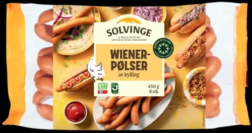 Wienerpølse av Kylling 450g Solvinge