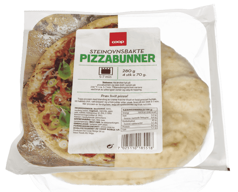 Steinovnsbakte Pizzabunner 4stk Coop