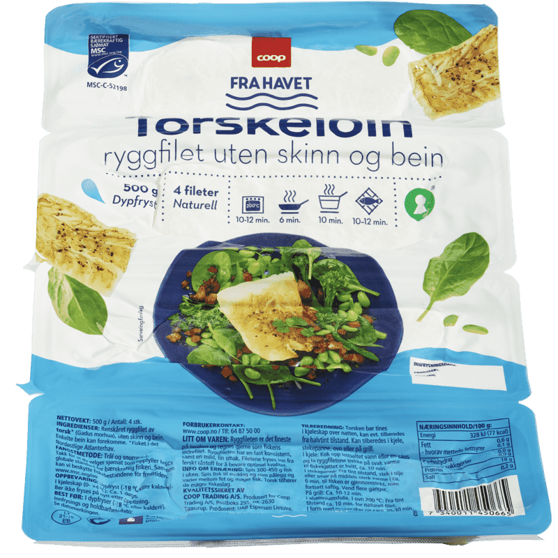 Coop Torskeloin 4x125g 500 g
