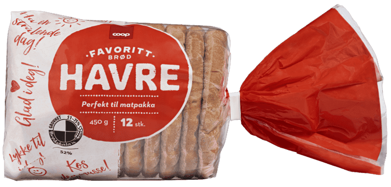 Coop Favorittbrød med Havre 12pk 450g