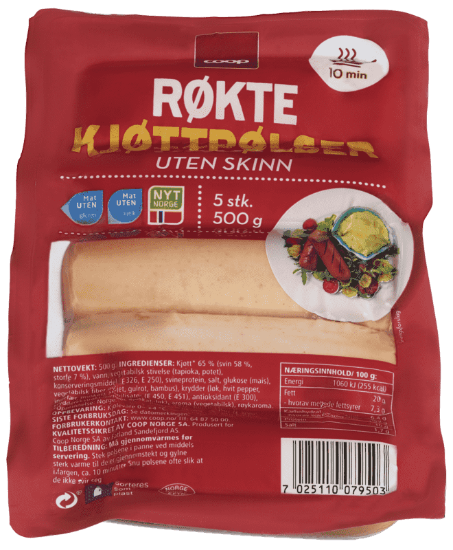 Coop Kjøttpølser uten Skinn 500g
