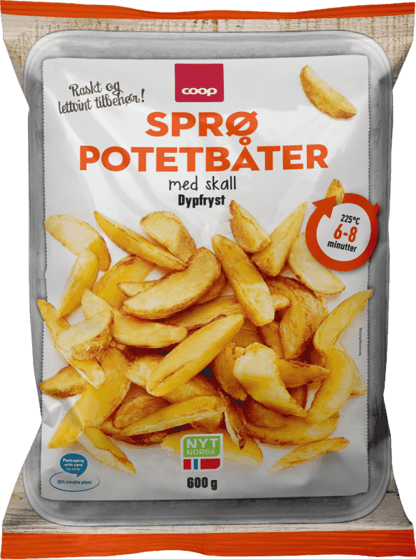 Coop Sprø Potetbåter med Skall 600g